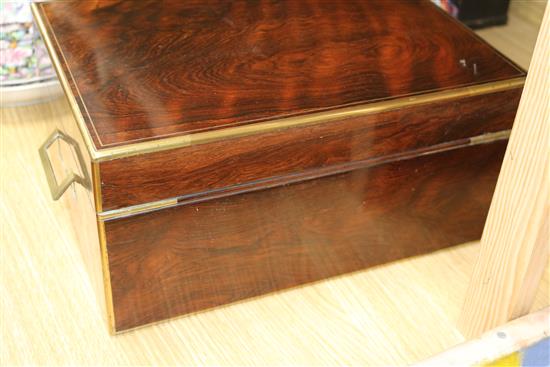 A Victorian rosewood toilet box length 34.5cm